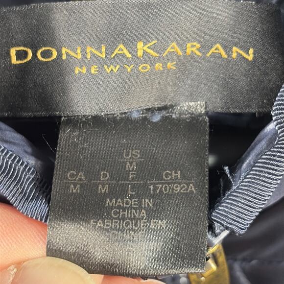 Women’s Donna Karan $350 Hooded Zip Front Quilted Navy Blue Jacket Size Medium - Picture 6 of 13